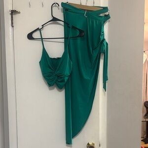 Fashion Nova Teal Maxi Skirt Set